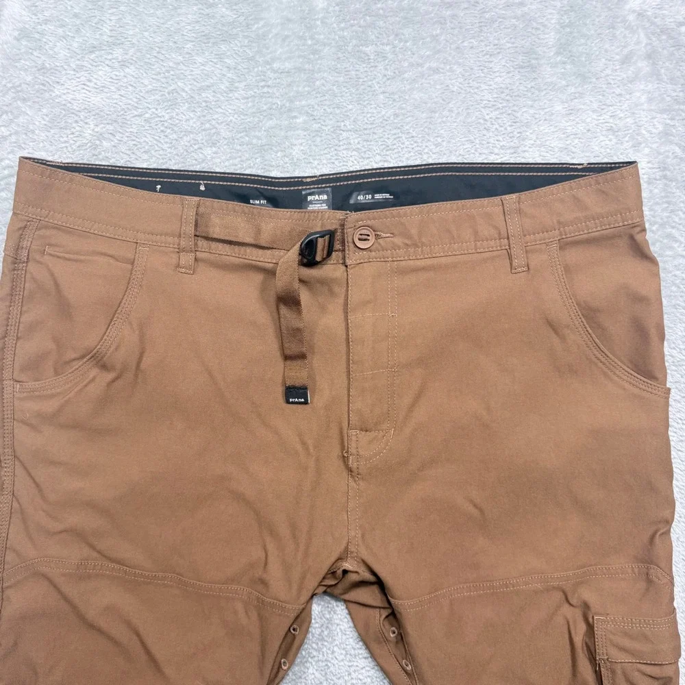 Prana Zion Hiking Pants Mens 40x30 Brown‎ Slim Fit Stretch Cargo Outdoor